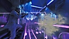 Skærmbillede fra Vampire the Masquerade - Bloodhunt, som viser en figur i en neonoplyst natklub