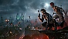 Vampire: The Masquerade – Bloodhunt – kľúčová grafika zobrazujúca dvoch upírov krčiacich sa na streche