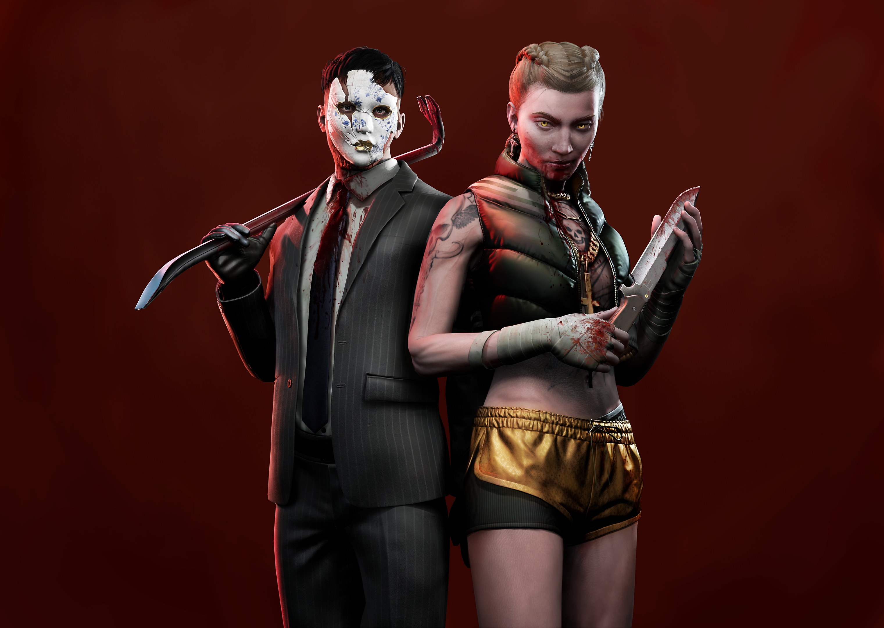 لقطة شاشة للعبة Vampire the Masquerade - Bloodhunt يظهر فيها السلاحان الجديدان، العتلة والسكين
