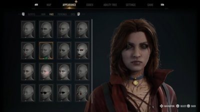 Vampire: The Masquerade - Bloodlines 2 screenshot showing customisation options for the face