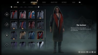 Vampire: The Masquerade - Bloodlines 2 screenshot showing customisation options for outfits