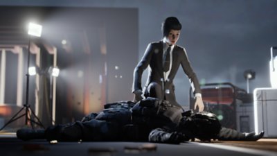 Vampire: The Masquerade - Swansong screenshot showing a character inspecting a body