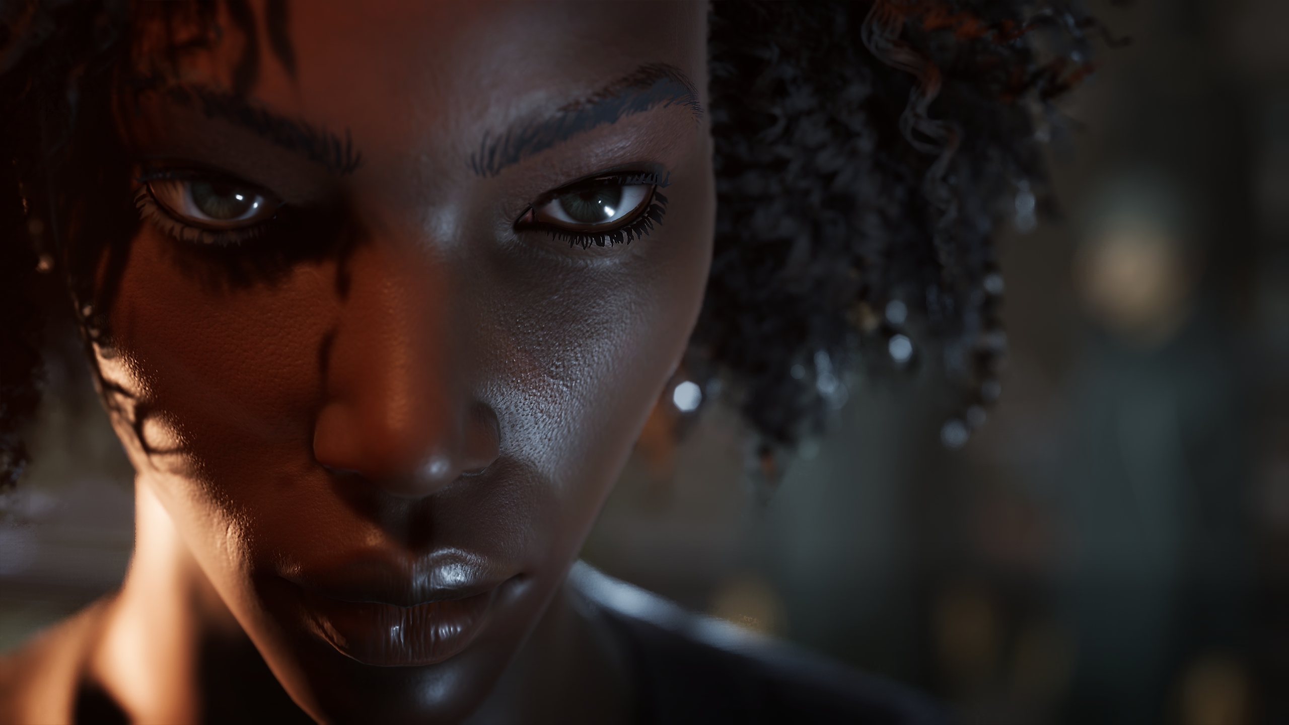 Vampire: The Masquerade – Swansong – Screenshot, der das Gesicht eines Charakters von Nahem zeigt