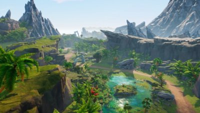 Captura de pantalla de Visions of Mana que muestra un frondoso entorno