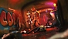 Vampire: The Masquerade Bloodhunt screenshot showing five characters wearing Halloween-themed vanity items standing in a tunnel