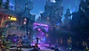 Wayfinder – snímek obrazovky zobrazující noční scénu na náměstí