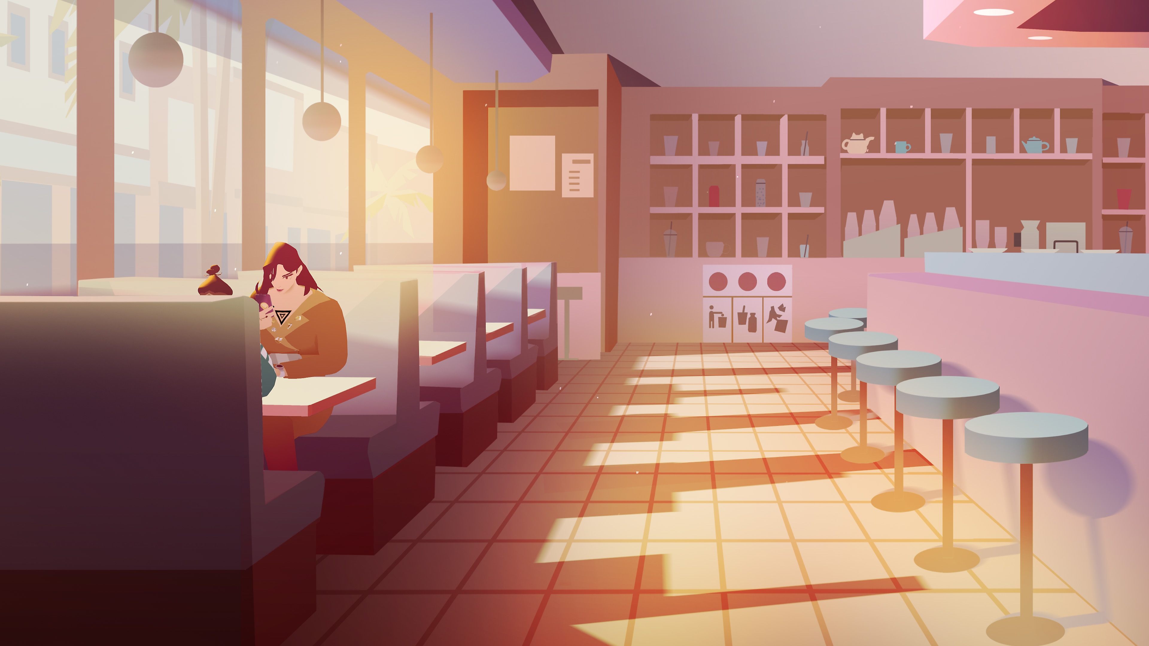 Snimka zaslona iz igre We Are OFK prikazuje dva lika u brzom restaurantu
