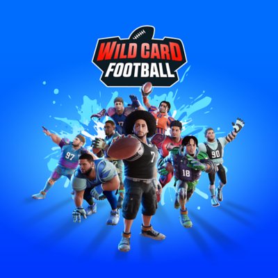 『Wild Card Football』のキーアート。キャラクターたちがサッカーボールを持ってポーズを取っている。