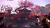 Captura de pantalla de WILD HEARTS que muestra una escena de fantasía de la era del Japón feudal