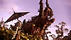 Captura de pantalla de Wild Hearts que muestra una bestia parecida a un jabalí aullando al cielo