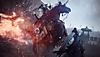 《卧龙：苍天陨落》截屏显示玩家与挥舞着大型炽焰武器、骑马的敌人战斗的画面