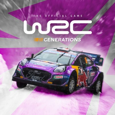 WRC Generations key art showing a race car with purple paint.