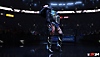 A WWE 2k24 képernyőképe, rajta a szupersztár Iyo Skye, amint bajnoki övet visel a ringben