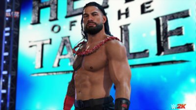 WWE 2k24 screenshot showing superstar wrestler Roman Reigns