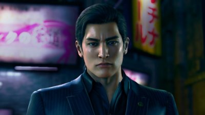 Captura de pantalla de Yakuza Kiwami 3 y Dark Ties que muestra un primer plano de Yoshitaka Mine