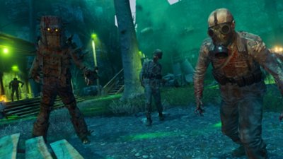 Zombie Army VR screenshot showing enemies in a variety of outfits including a gas mask